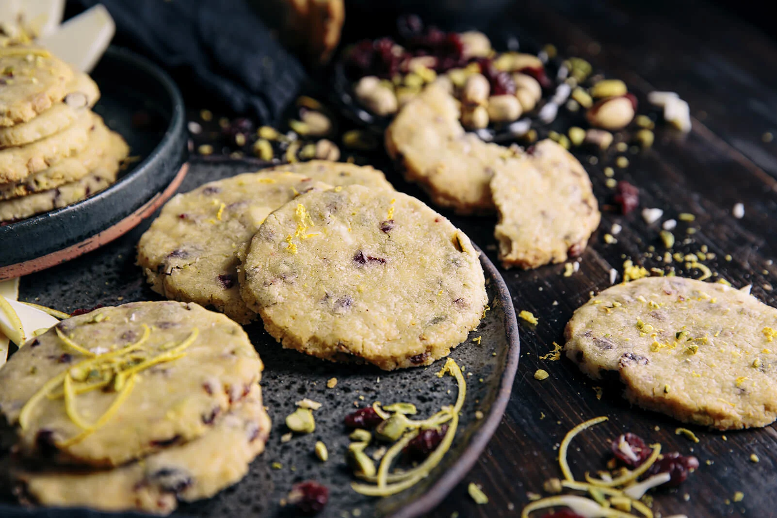 Craisins Dried Cranberries Lemon Pistachio and White Chocolate Shortbread Cookies